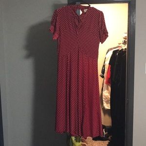 Red and white polka dot dress